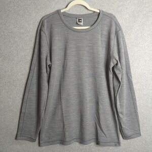 The North Face Men Merino Wool Long Sleeve Crew Neck Shirt Gray Large Sweatshirt